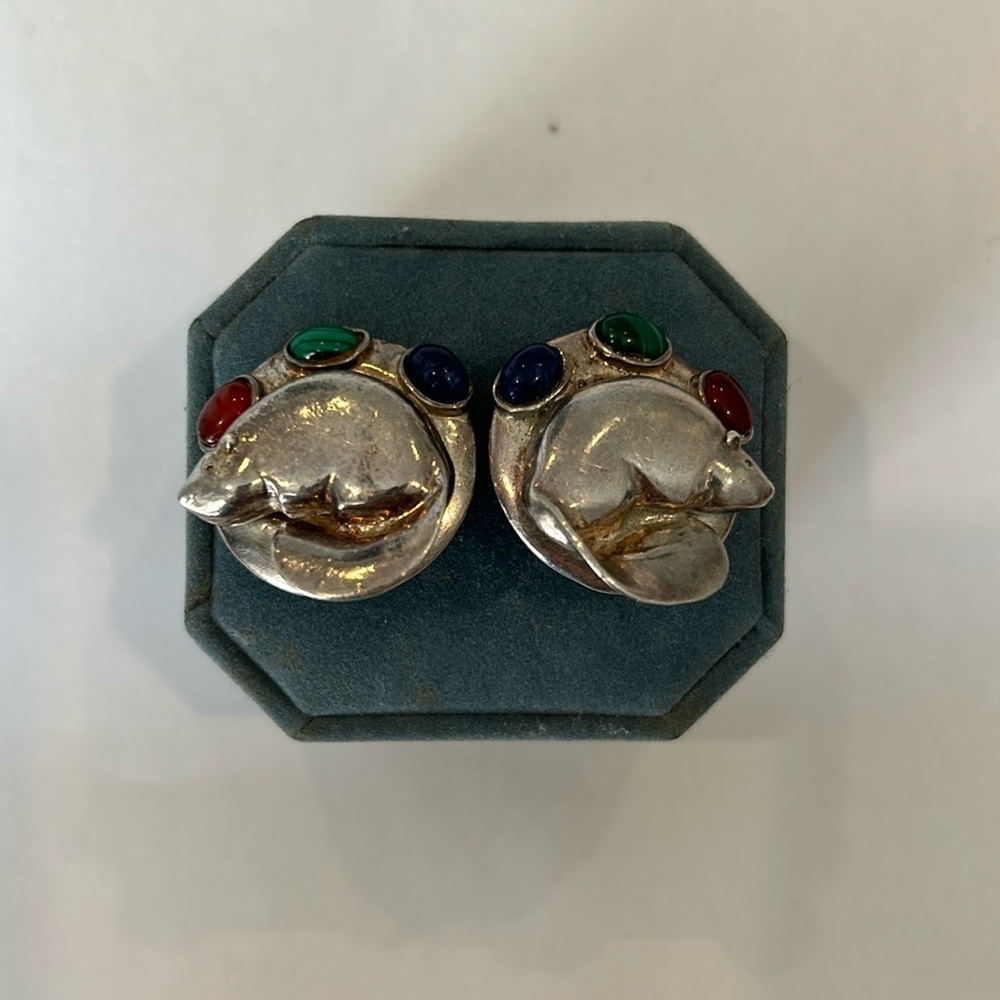 Sterling Silver Clip On Beaver Earrings